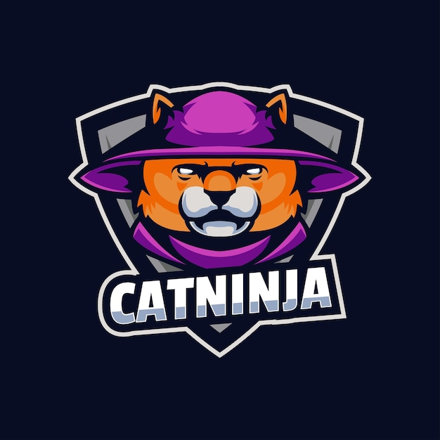 Cat Ninja Logo-mascottesjabloon