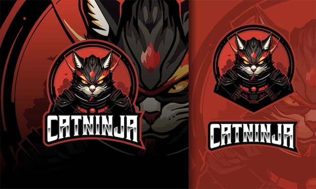 Cat ninja shadow esport gaming mascotte di progettazione del logo esport