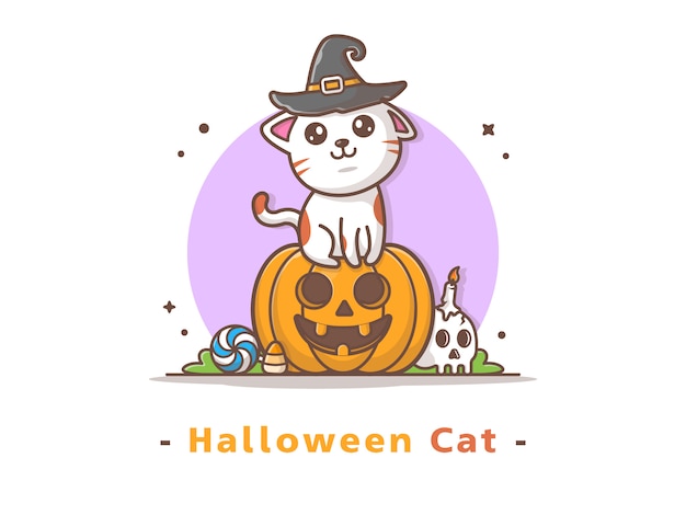 ハロウィンかぼちゃの猫