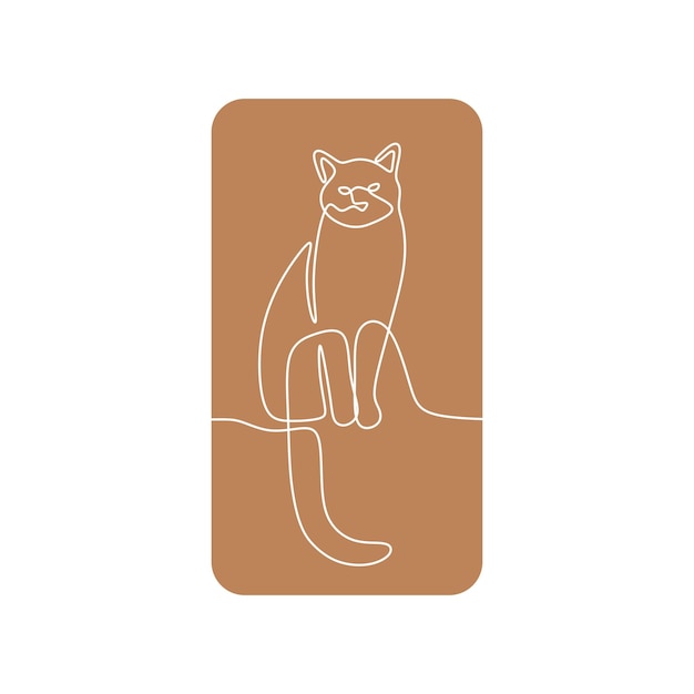 Cat Oneline Continuous Single Line Art Vector