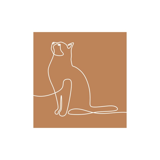 고양이 Oneline 연속 단일 라인 아트 벡터