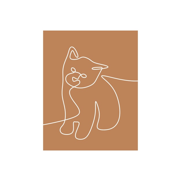 Cat Oneline Continuous Single Line Art Vector