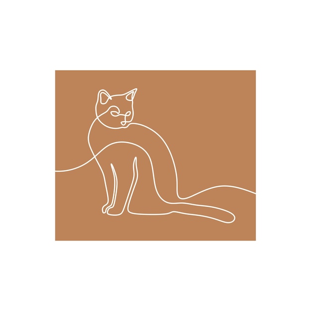 Cat Oneline Continuous Single Line Art Vector