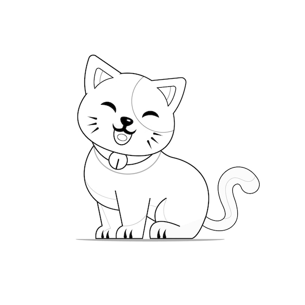 cat outline coloring page vector