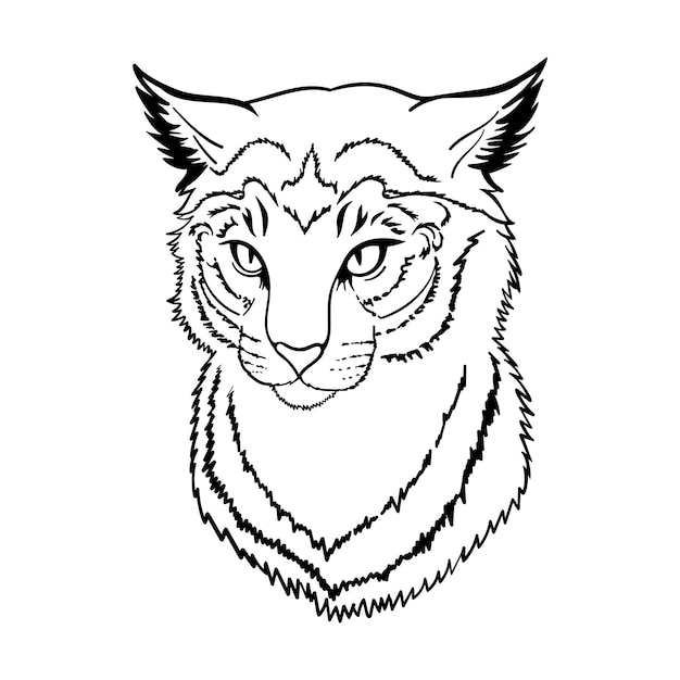 A cat panther head in tribal tattoo style