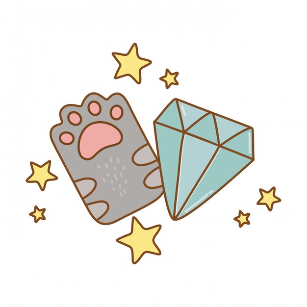 Cat paw and diamond