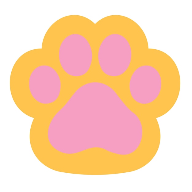 Cat paw in the pink and orange color cute icon