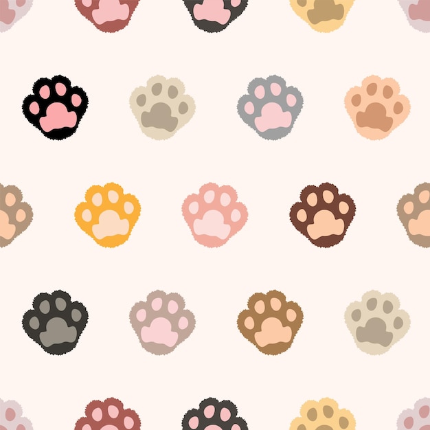 Cat paw. Semless vector pattern