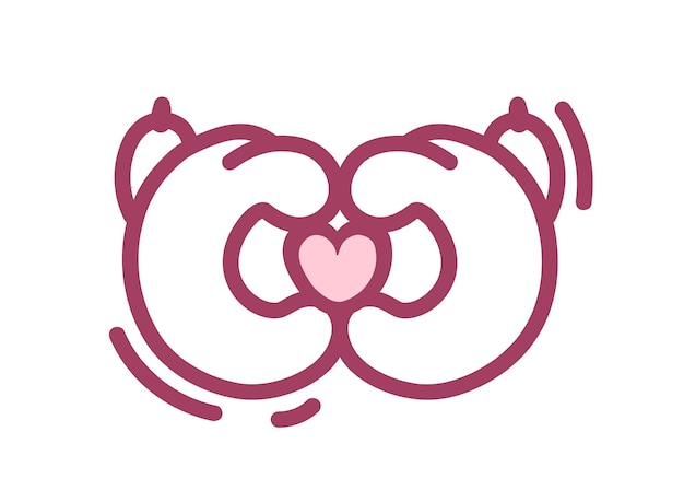 Рисунок кошачьих лап с жестом сердца Наклейка с жестом сердца кошачьей лапы
