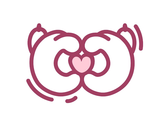 Cat paws drawing featuring heart gesture Cat paw heart gesture sticker