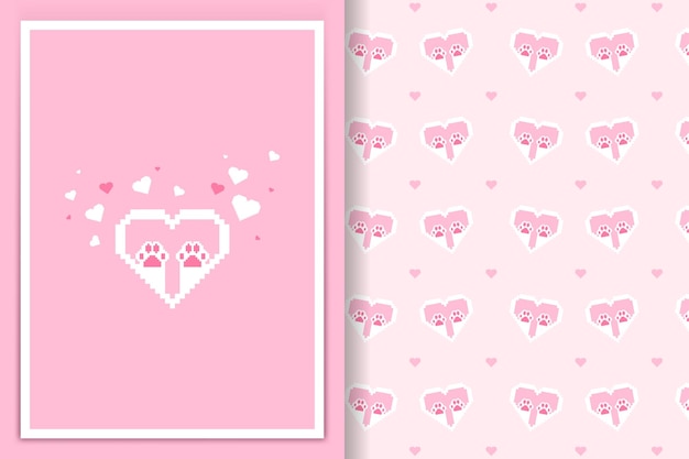 cat paws pattern pink background