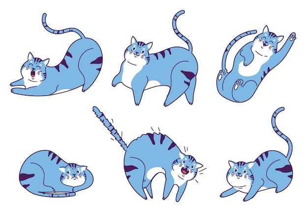 Вектор Домашнее животное-кошка с разными эмоциями абстрактная иллюстрация концепции элемента дизайна