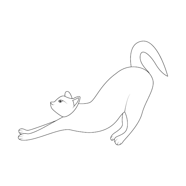 Cat pet one line vector art drawing outline illustration