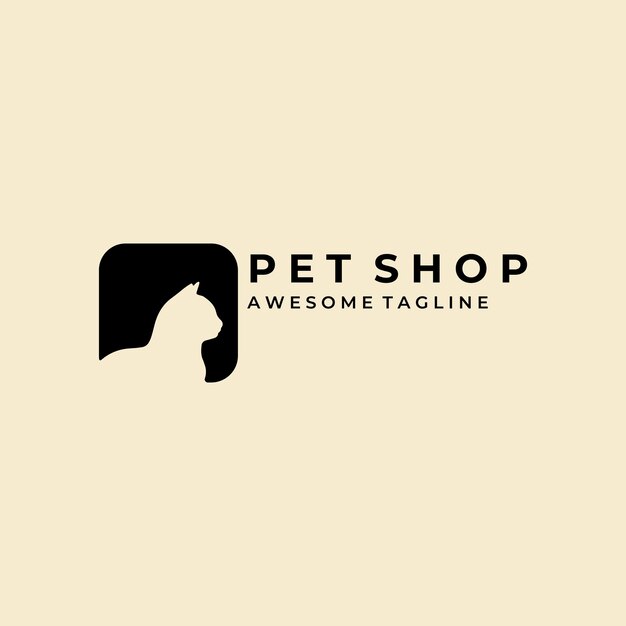 Cat pet shop logo vector icon illustration design