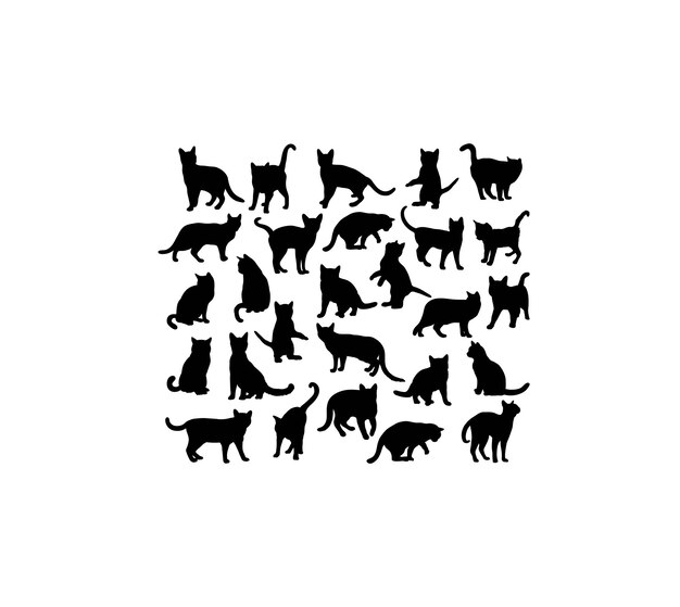 Vector cat pet silhouettes art vector design