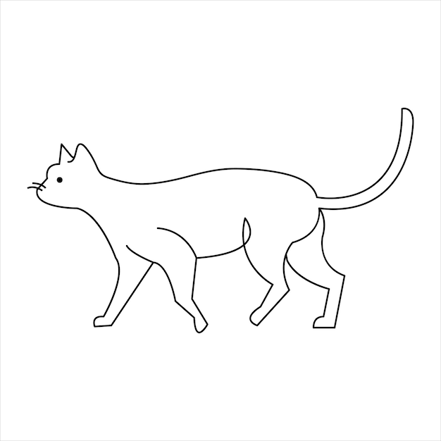 Cat pet single line art drawing continuous outline silhouette vector illustration