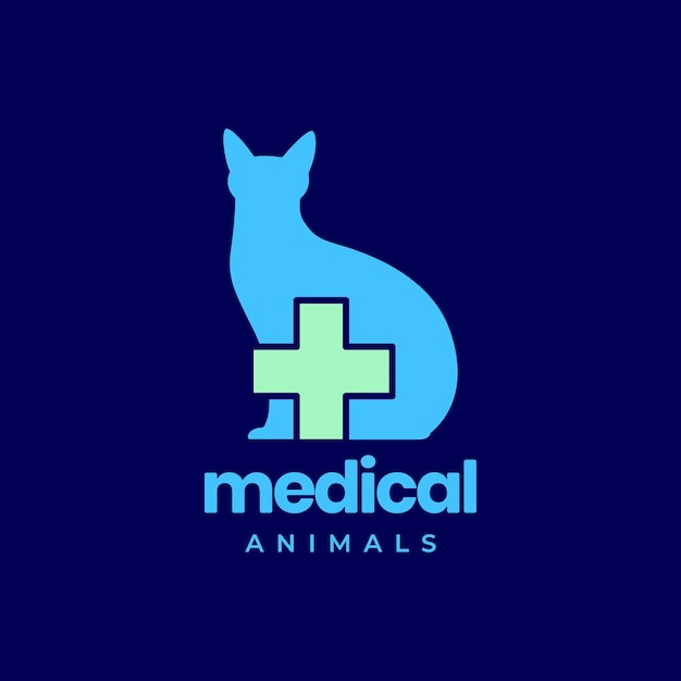 Cat pets mascot medical treatment care clinic modern minimal logo vector icon illustration