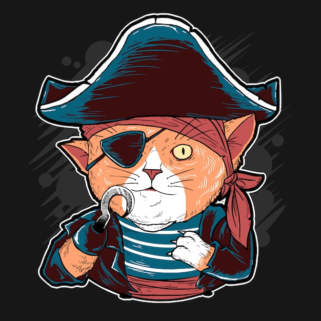 CAT PIRATES CUTE VECTOR ARTWORK