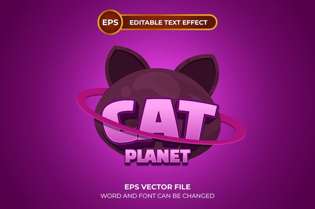 Шаблон редактируемого текстового эффекта планеты кошек