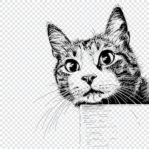 ベクトル 猫の肖像画 手描きの刻スタイルのベクトルイラスト
