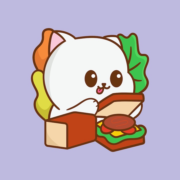 cat preparing a sandwich cartoon