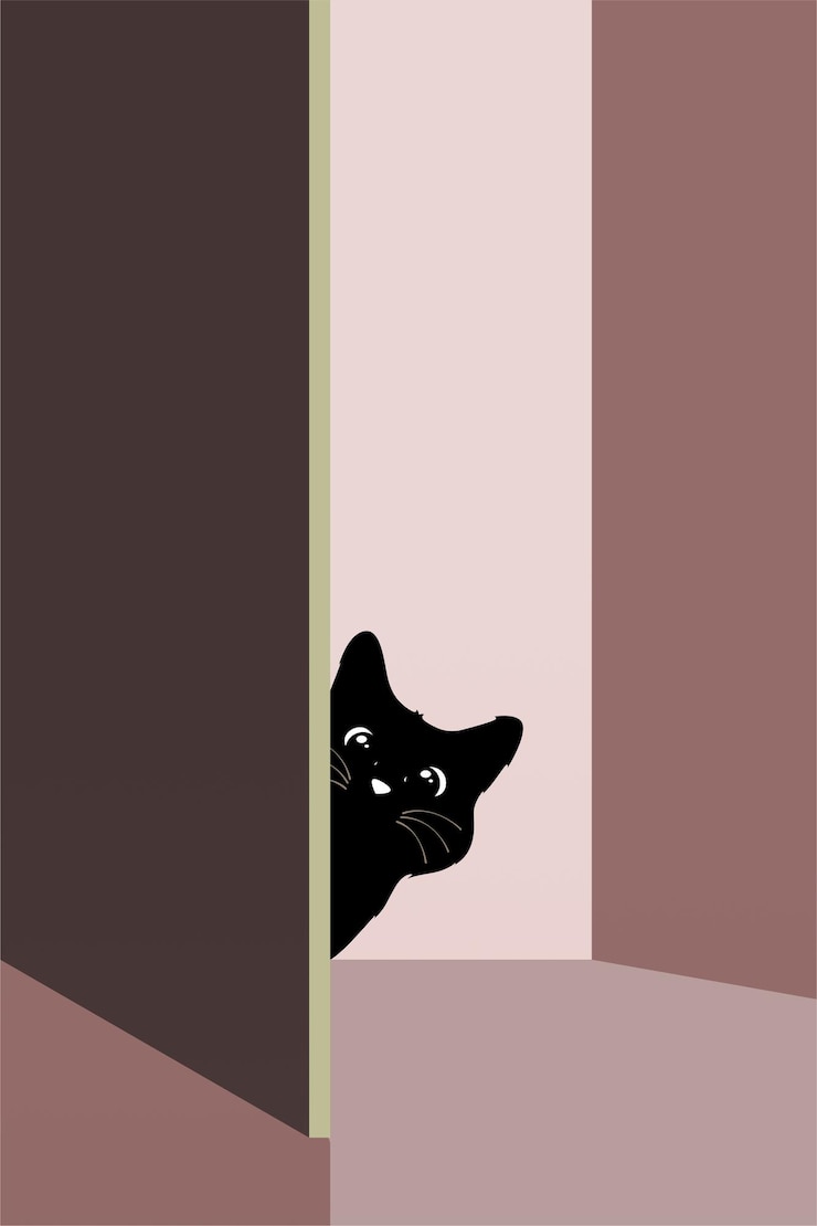 Vector cat print wall art nursery decor minimalist neutral cat canvas painting modern room decor poster boho cat wall art decoration