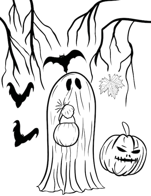 Cat And Pumpkin Coloring Page