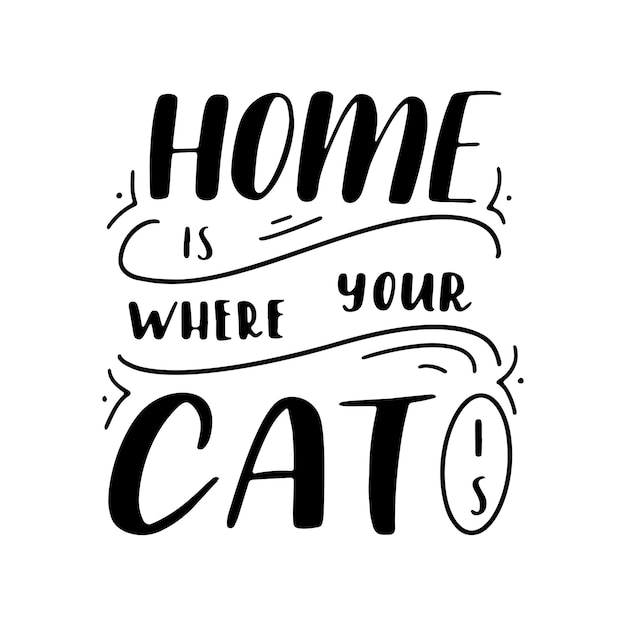 手描きスタイルの猫の引用心に強く訴えるレタリングポスタークリエイティブなタイポグラフィのスローガンデザインベクトル