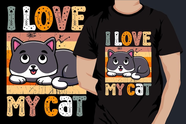 Vector cat quote vintage premium t-shirt ontwerp illustrator