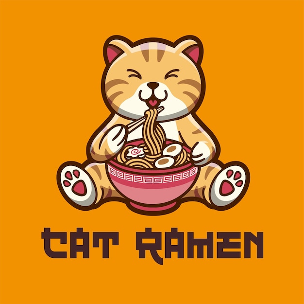 Vettore ramen del gatto