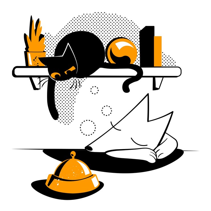Vector 猫がベルに手を伸ばす
