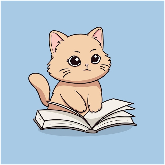 Кошка читает в книге