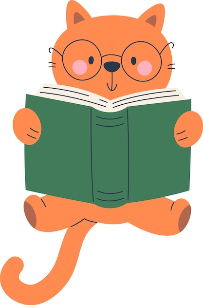 Vector cat reading book