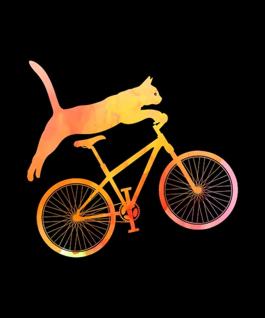 CAT RIDING BICYCLE TSHIRT DESIGN