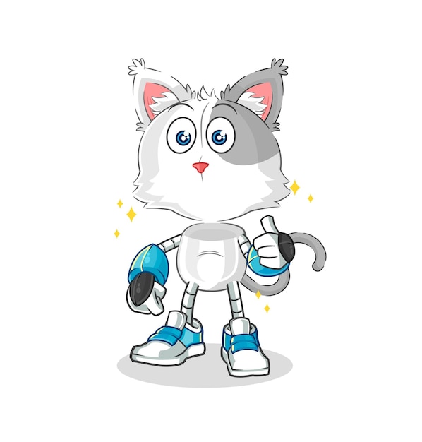 Cat robot character cartoon mascot vector