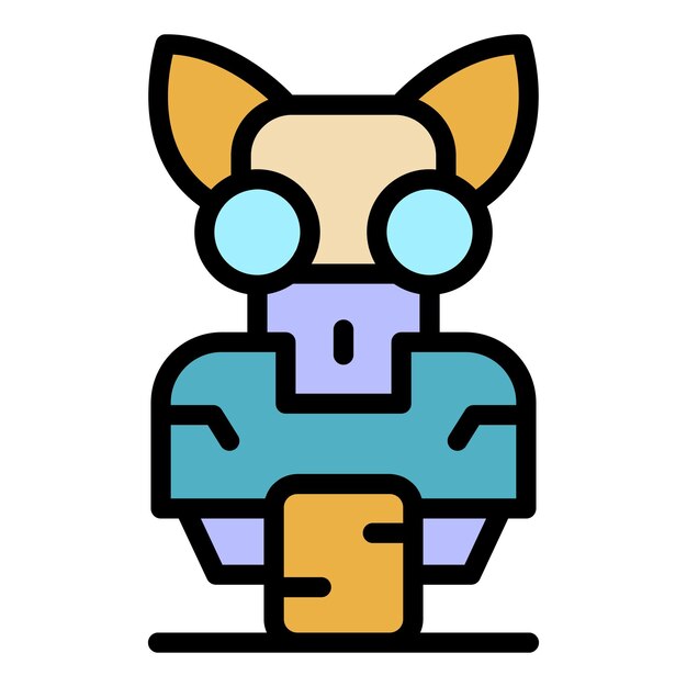 Vector cat robot icon outline cat robot vector icon color flat isolated