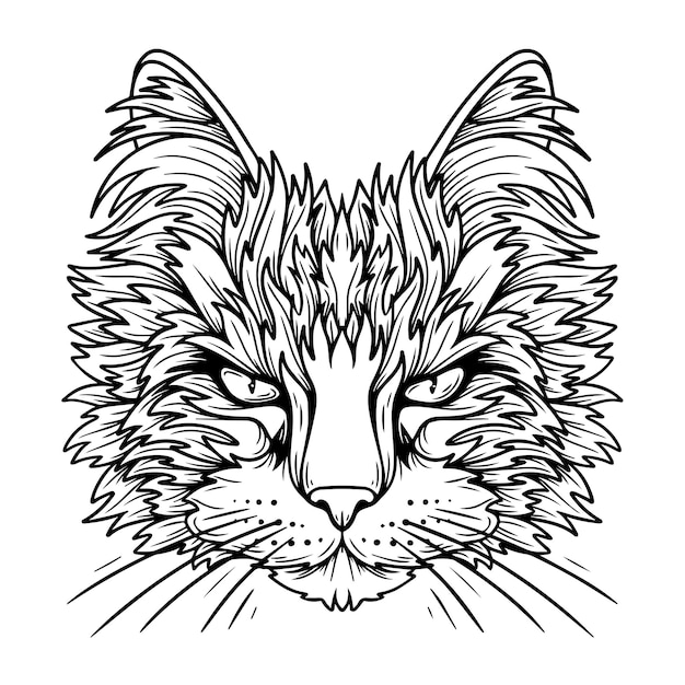 The cat's face Line graphics in ink