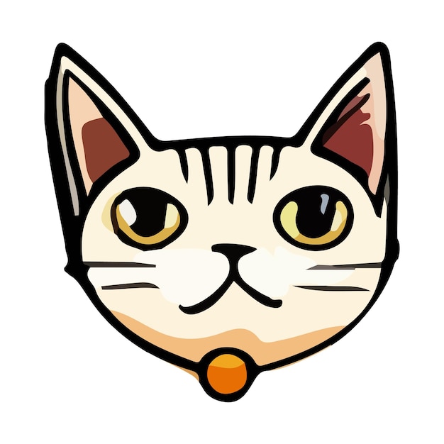 A cat's face with a yellow eye Cartoon cat character Kitten vector breed