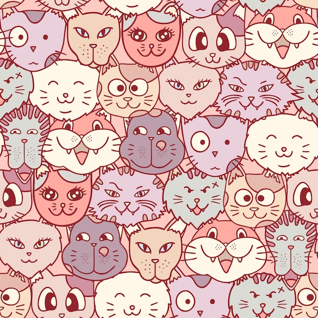 Cat's Head Seamless Pattern