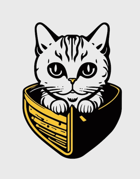 Vector cat_sailor_in_the_ship_icon_white_background-logo