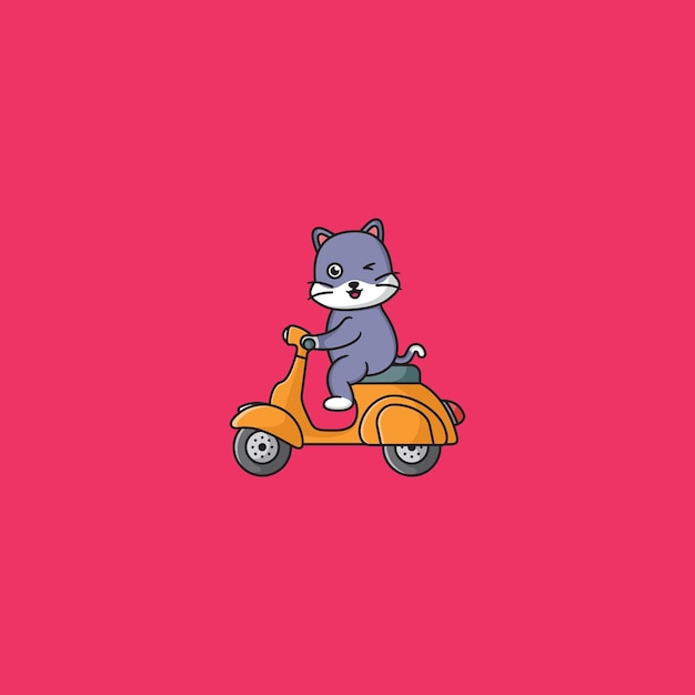 Cat Scooter Mascot Logo Design