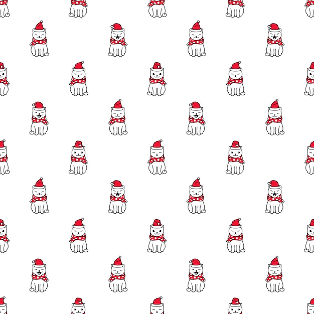 cat seamless pattern christmas santa claus kitten cartoon