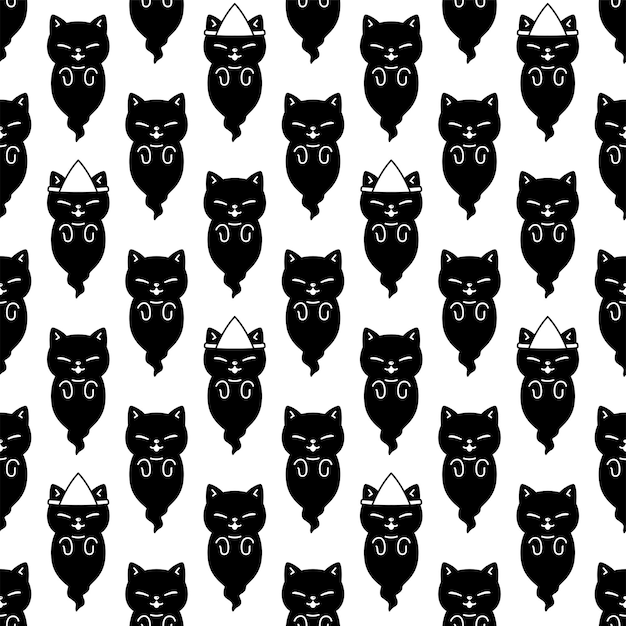 Cat seamless pattern ghost spooky halloween