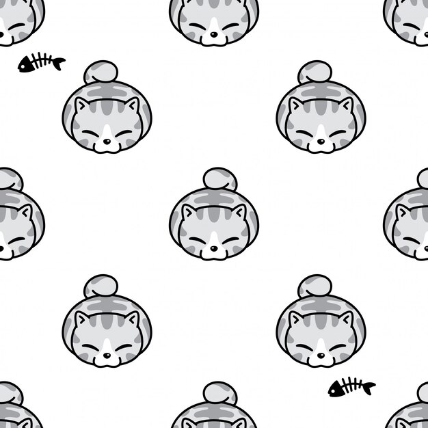 Cat seamless pattern kitten cartoon pet