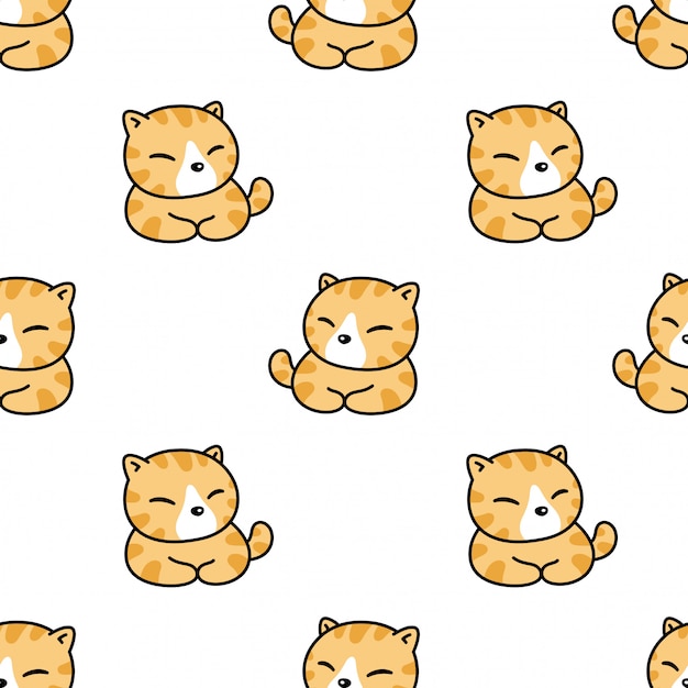 Cat seamless pattern kitten cartoon