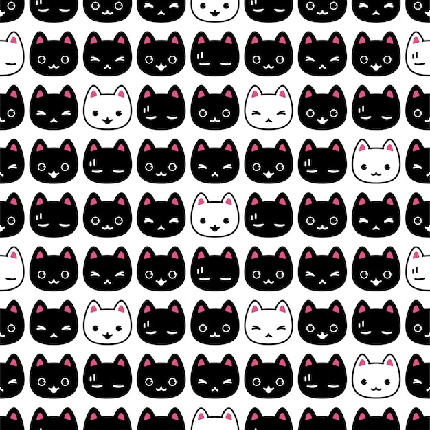 cat seamless pattern kitten head cartoon character