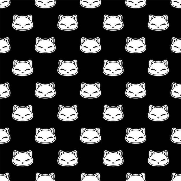 Cat seamless pattern kitten head cartoon character