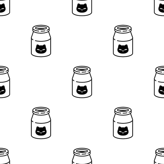 猫シームレスパターン子猫牛乳瓶漫画イラスト