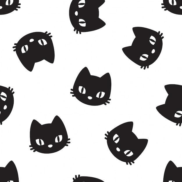 Cat seamless pattern kitten pet cartoon