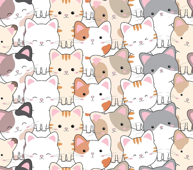 Premium Vector | Cat seamless pattern on white background vector ...